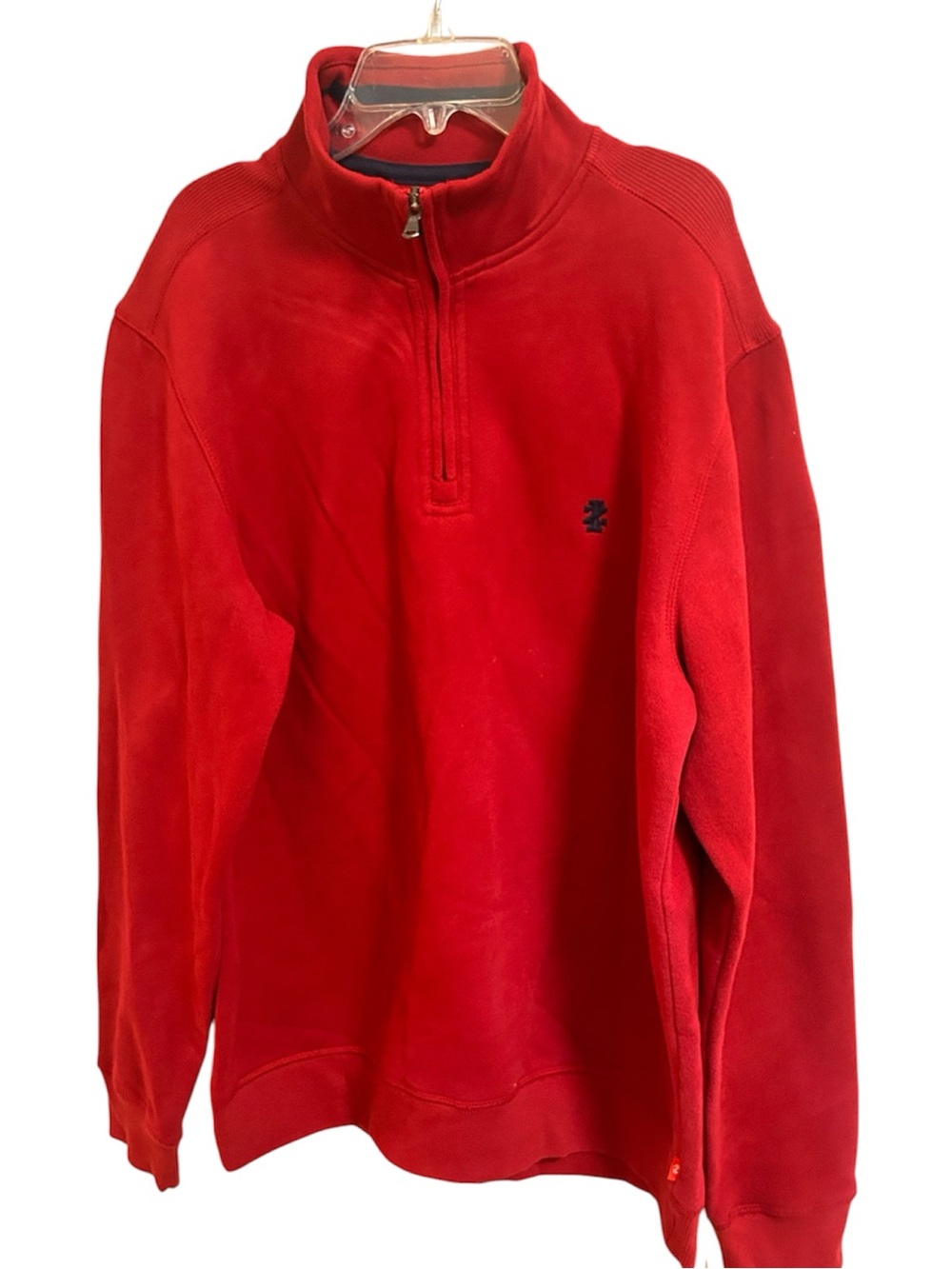 NWT IZOD Men's Quarter Zip Red Sueded Fleece Pullover Medium MSRP $50